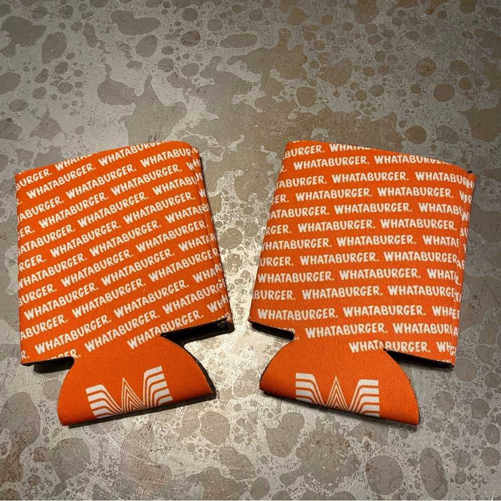 2 Koosies Whataburger 2 keychains orange and white